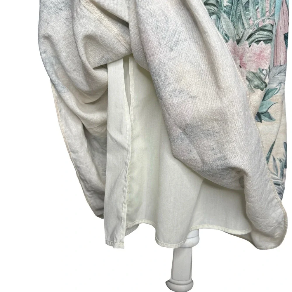 Joie Midi Skirt Tiered‎ Medium Linen Blend Rope Shell Belt Hawaiian Beach Pastel